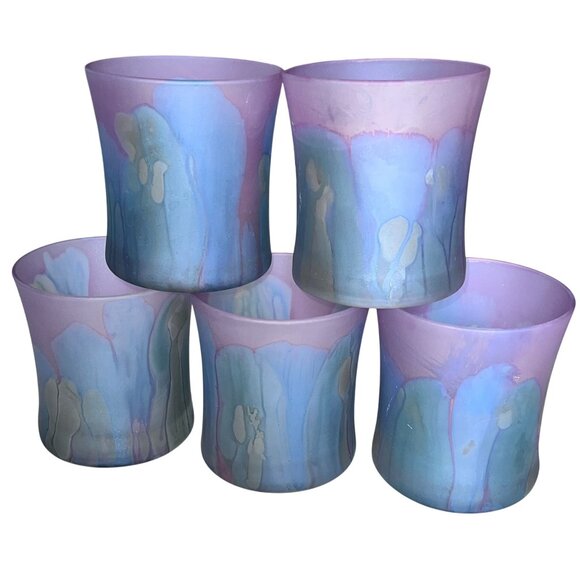Robert Rueven Art Glass Tumblers Nouveau Art Glass Co Hand-crafted BLU PRP GRN - Picture 6 of 11